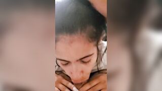 Hispanic give sloppy blowjob & swallows the whole load
