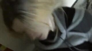 Blonde has sex inside outdoor for cash