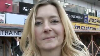 Blonde has sex inside outdoor for cash