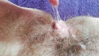 Perfect unshaved bush long clitoris snatch compilation close up HD