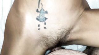 Drunk thin wifey with unshaved vagina creampied