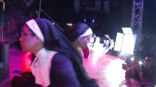 The Ortega sisters fucking a long dick inside outdoor