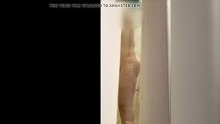 Wifey's soak body through the shower door.