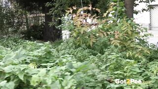 Redheaded Hot Pisses Big And Rough Into Trees
