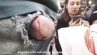 Flashing rough penis out hole leggings
