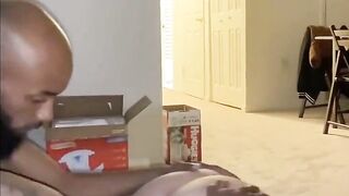 Gangster pounding phat butt wifey inside the living room