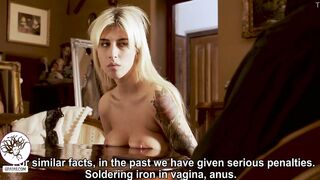 Blonde hoe with breast clamps