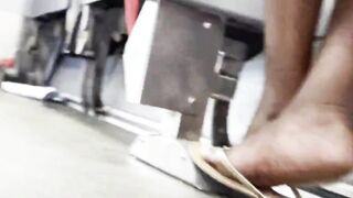 Black soles on the bus