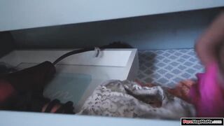 Big Titted stepmom deepthroats stepsons penis