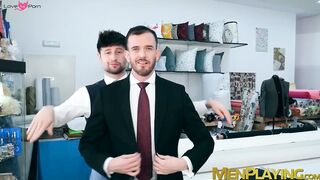 Classy hunk Franky Fox drills suit tailor raw as payment