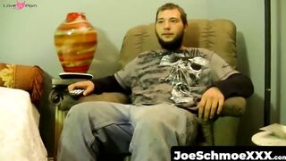 JoeSchmoeXXX.com - Straight dude watches TV while getting sucked off by Joe