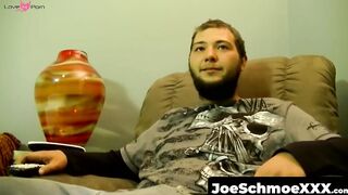 JoeSchmoeXXX.com - Straight dude watches TV while getting sucked off by Joe
