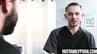 HotFamilyPorn.com - Christian Ace examines and bangs his handsome stepdad