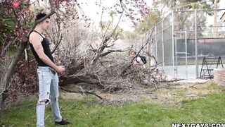 Jayden and Kane fucks outdoor