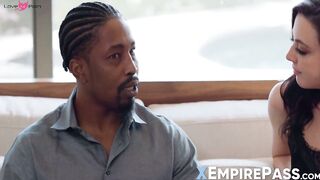Black Isiah Maxwell tugs his monster cock in a foursome fuck
