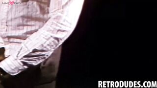 RetroDudes.com - Bearded homo sucks Dodges cock immediately after unzipping his pants
