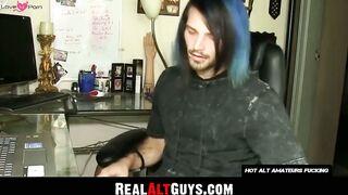RealAltGuys.com - Handsome alt stud intensely jerks off his uncut dick to hot porn