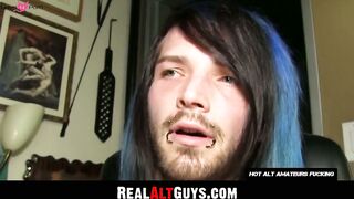 RealAltGuys.com - Handsome alt stud intensely jerks off his uncut dick to hot porn