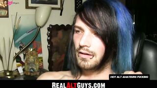 RealAltGuys.com - Handsome alt stud intensely jerks off his uncut dick to hot porn