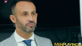 Office hunk Robbie Rojo blows his boss before hard drilling