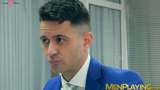 Office hunk Robbie Rojo blows his boss before hard drilling