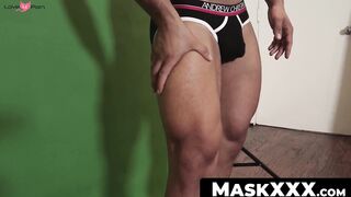 MaskXXX.com - Alluring gay stud's muscle show and solo dick stroking