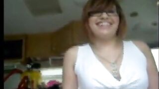 Curvy Coed Cutie Gives Head in Homemade Vid