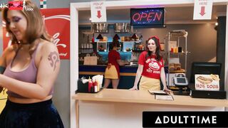ADULT TIME - Electra Rayne SOAKED INTO CUM During three-Way With REAL FUTA GIRLS Casey Calvert & Siri Dahl