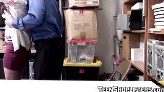 Naughty young shoplifter ass punished by security guard