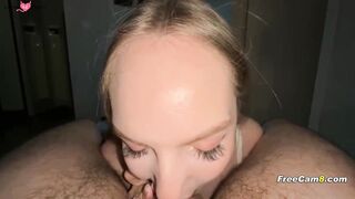 Curvy Blue Eyed Babe Sucking Thick Cock