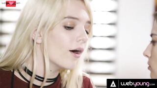 Conflicted 19 Yo Kristen Scott Discovers Her Sexuality With Dyke Slim Blonde Kenna James