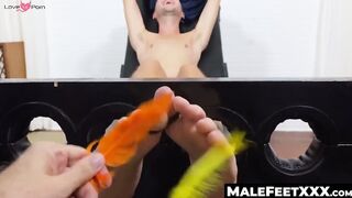 MaleFeetXXX.com - Sexy Dimitri screams and squirms helplessly in a hairy guy's tickle