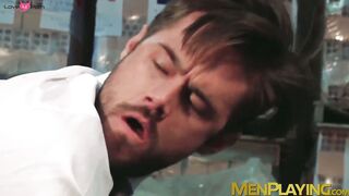 Suit daddy Jean Franko tied up horny hunk for hard pounding