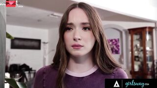 GIRLSWAY - Shook Dark Haired Hazel Moore Caught Skinny Roommate Liz Jordan Humping Her Pillow