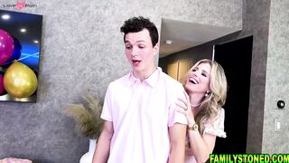 Stepson fucks his stepmom and his stepsister