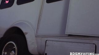 Bald daddy Mike Tanner bends over for Nate Grimes fist and cock