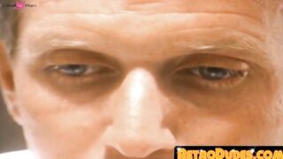 RetroDudes.com - Muscular stud enjoys nipples and cock sucking from cutie