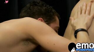 Lollipop licking twink sucks dick before anal and facial