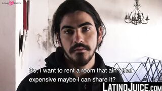 Cute hipster Emi cums all over himself after shoving my dick deep into his raw ass