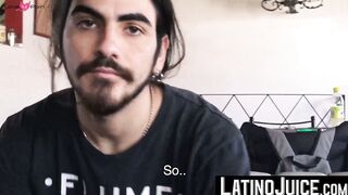 Cute hipster Emi cums all over himself after shoving my dick deep into his raw ass