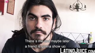 Cute hipster Emi cums all over himself after shoving my dick deep into his raw ass