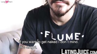 Cute hipster Emi cums all over himself after shoving my dick deep into his raw ass