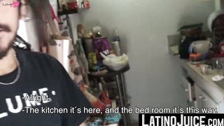 Cute hipster Emi cums all over himself after shoving my dick deep into his raw ass