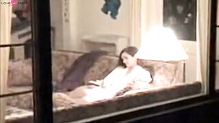 My busty stepmom toying on the couch (voyeur)
