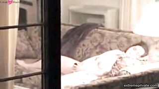 My busty stepmom toying on the couch (voyeur)