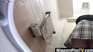 NipponPissTV.com - Japanese amateur filmed during pissing session in public toilet