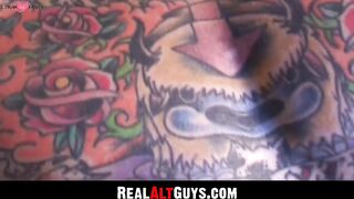 RealAltGuys.com - Handsome Alix flaunts his tattoos during an intense masturbation se
