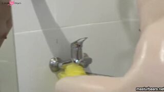 Busty Milf Martine fingering her soap cunt