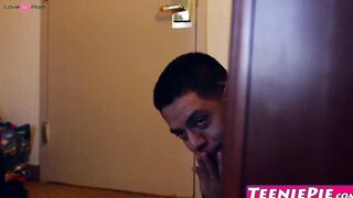 Cute blonde teen Ashley Luvbug enjoys riding big dick