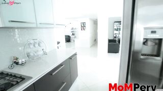 Good looking mom teases with big tits and gives a blowjob